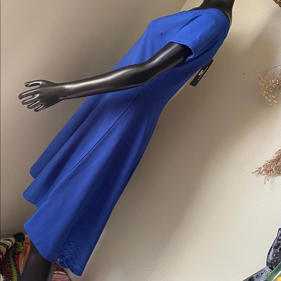 Sarin Mathews Blue Off-Shoulder Short Sleeve High Low Dress NWTs - Picture 5 of 11